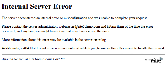 500 internal Server Error Hatası görseli